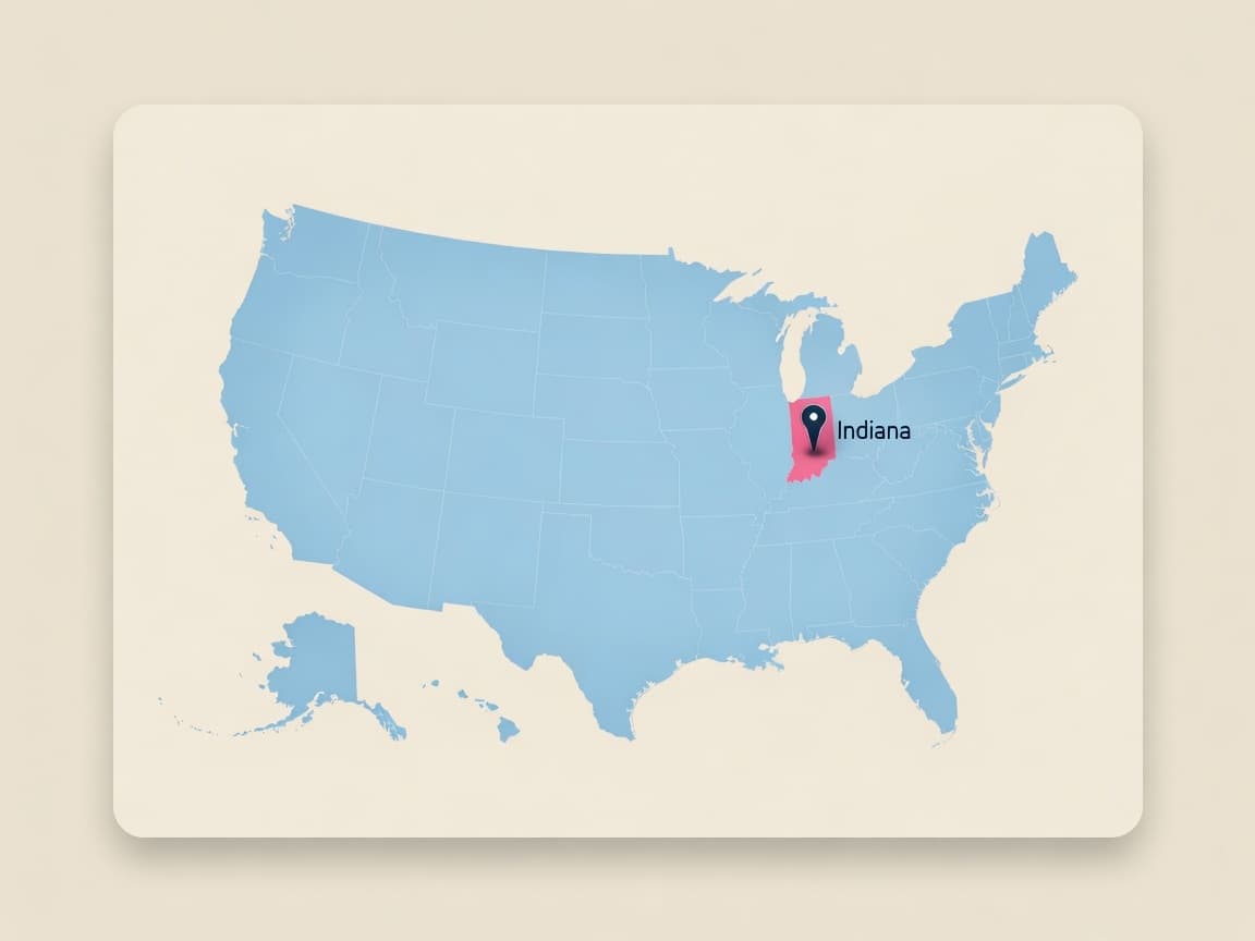 Map of the United States with Indiana highlighted