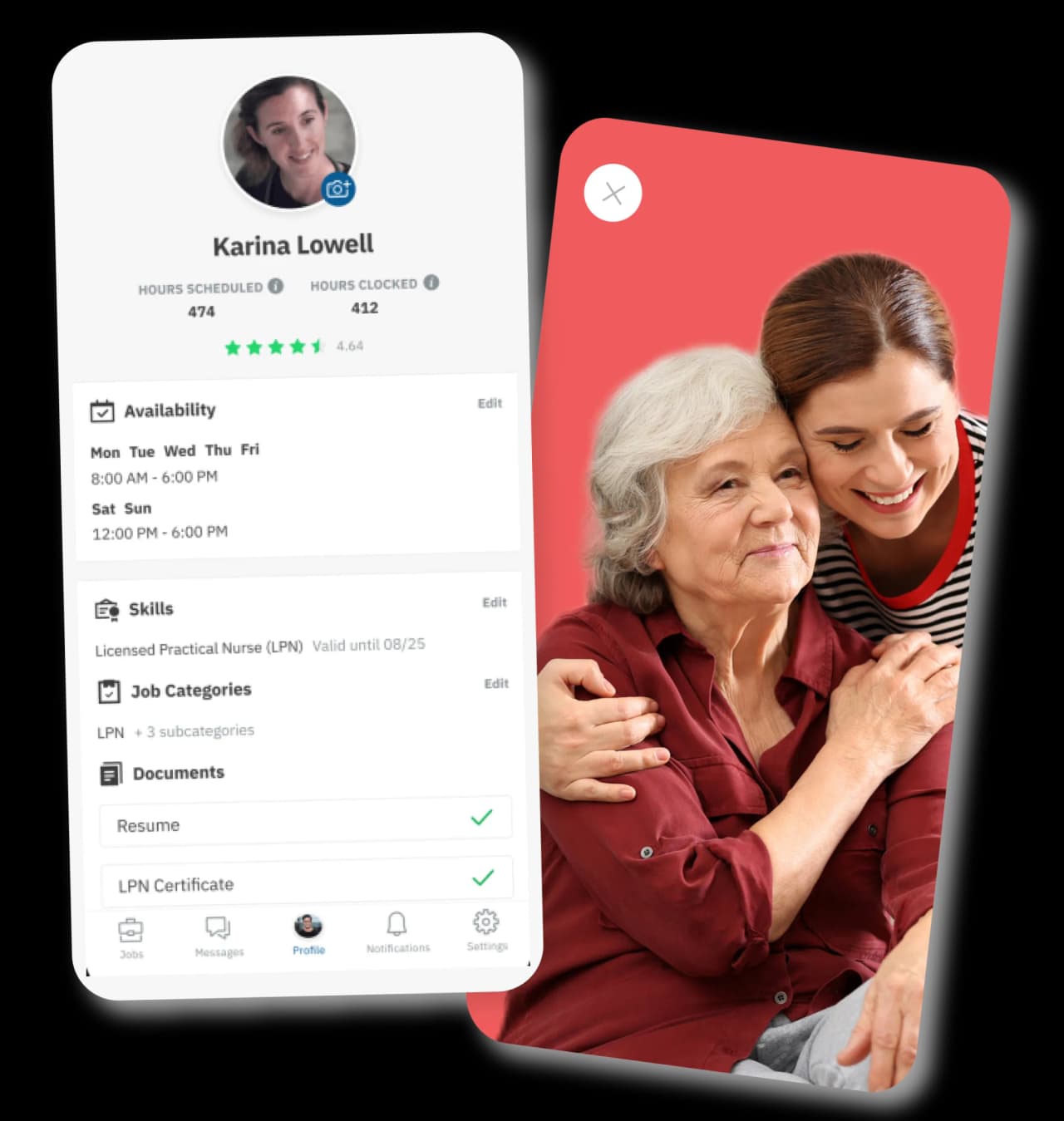 Paid.care app screens